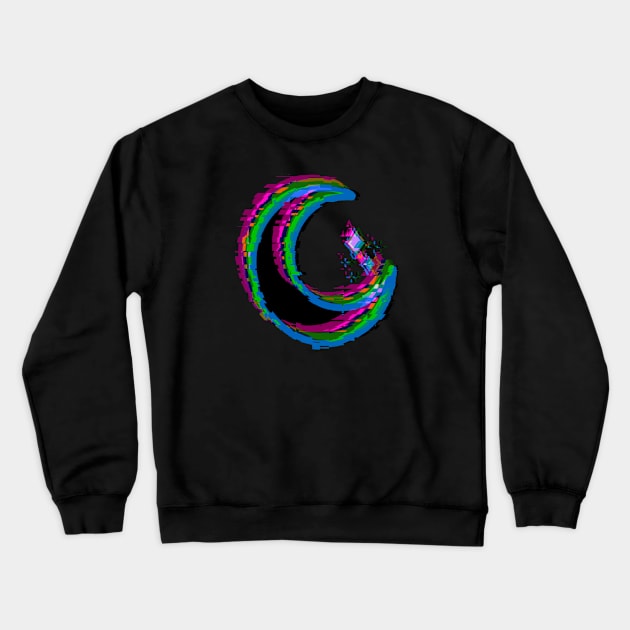 Glitched moon Crewneck Sweatshirt by TyJys Ink&Design